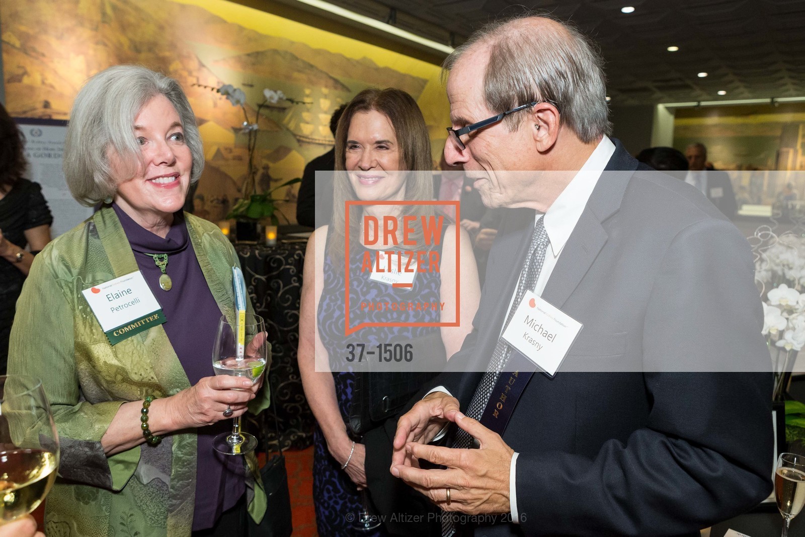 Elaine Petrocelli, Leslie Krasny, Michael Krasny, National Kidney Foundation's Authors VIP Cocktail Party & Dinner, Merchants Exchange Club. 465 California St, San Francisco, CA 94104, October 21st, 2016, Photo #37-1506 Elaine Petrocelli, Leslie Krasny, Michael Krasny, Photo #37-1506