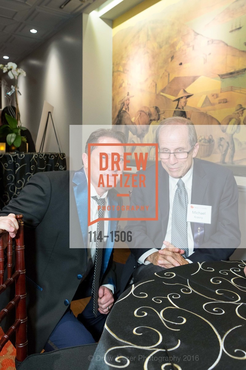 Liam Mayclem, Michael Krasny, National Kidney Foundation's Authors VIP Cocktail Party & Dinner, Merchants Exchange Club. 465 California St, San Francisco, CA 94104, October 21st, 2016, Photo #114-1506 Liam Mayclem, Michael Krasny, Photo #114-1506