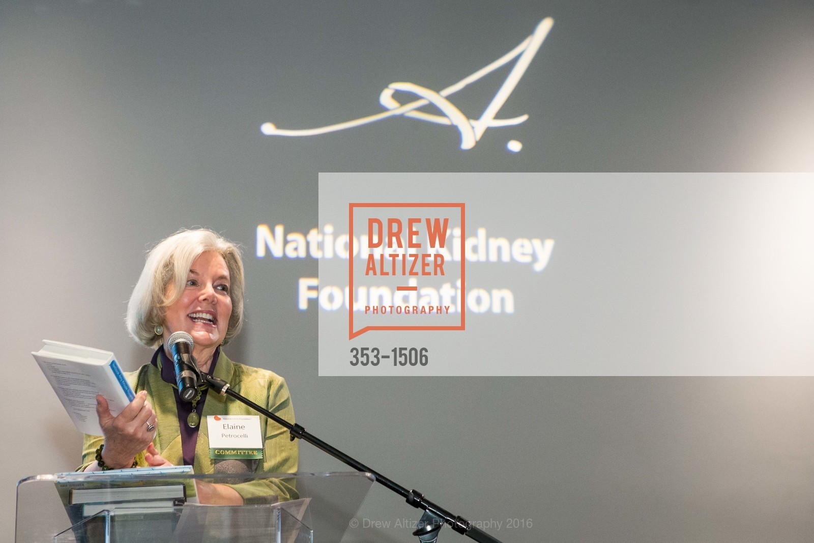 Elaine Petrocelli, National Kidney Foundation's Authors VIP Cocktail Party & Dinner, Merchants Exchange Club. 465 California St, San Francisco, CA 94104, October 21st, 2016, Photo #353-1506 Elaine Petrocelli, Photo #353-1506