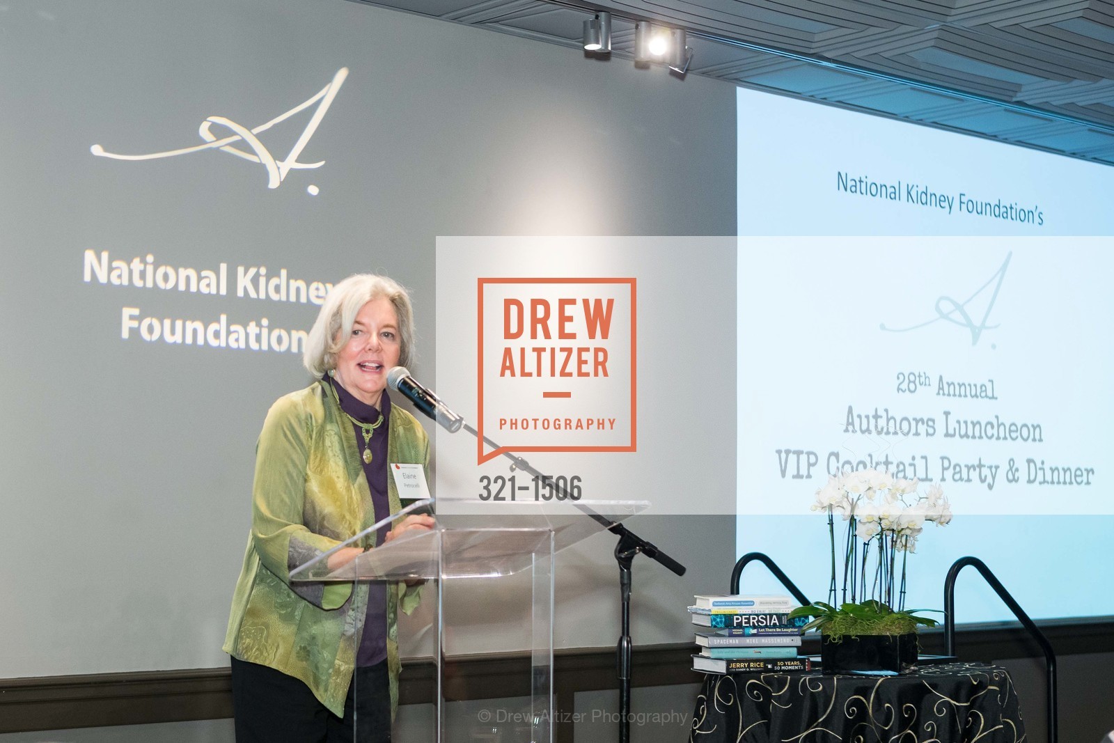 Elaine Petrocelli, National Kidney Foundation's Authors VIP Cocktail Party & Dinner, Merchants Exchange Club. 465 California St, San Francisco, CA 94104, Photo #321-1506 Elaine Petrocelli, Photo #321-1506