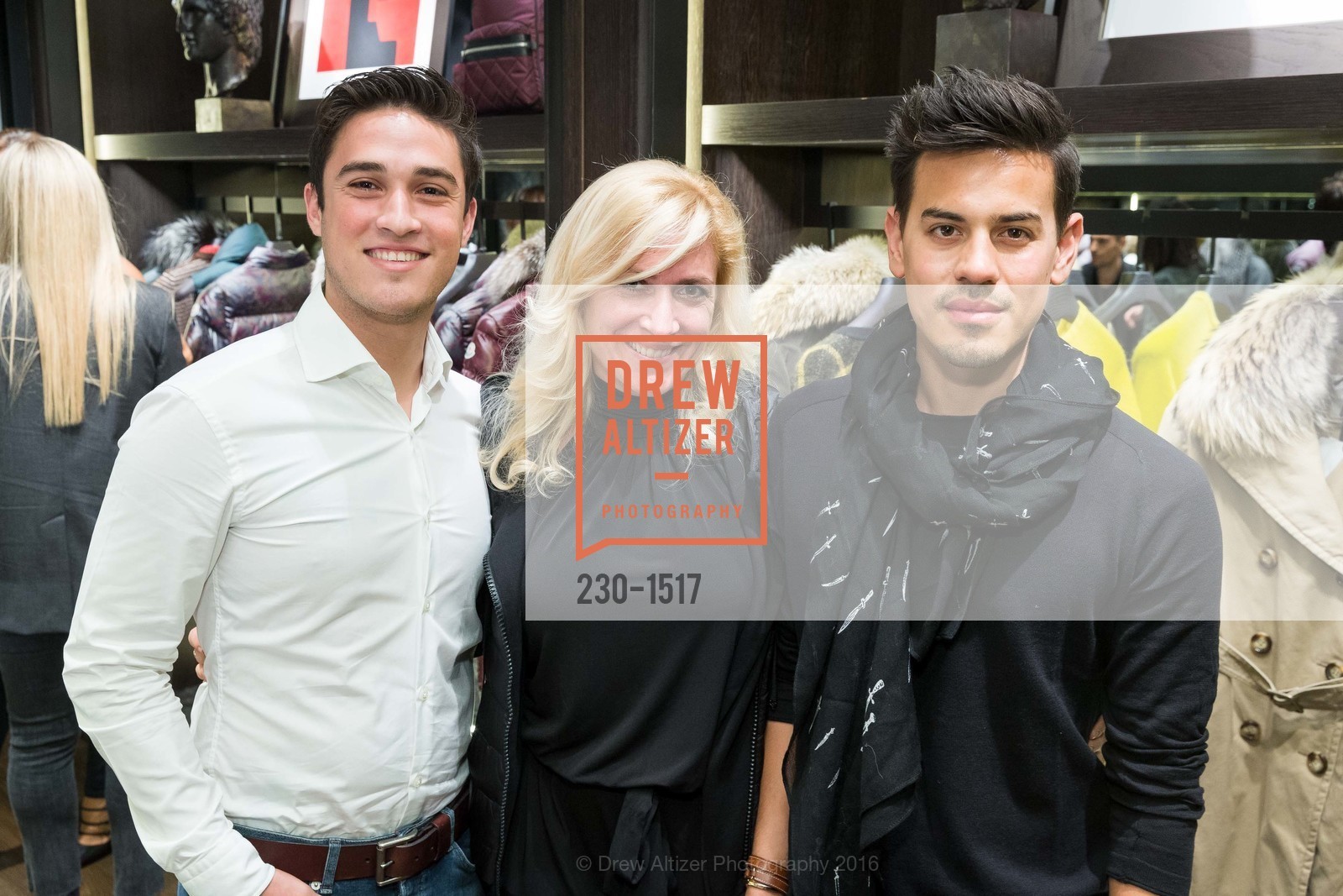 Raul Sabido, Aneek Bogharian, Michael Gerbino, Grand Opening of the Moncler San Francisco Boutique, Moncler San Francisco Boutique. 212 Stockton St, October 20th, 2016, Photo #230-1517 Raul Sabido, Aneek Bogharian, Michael Gerbino, Photo #230-1517