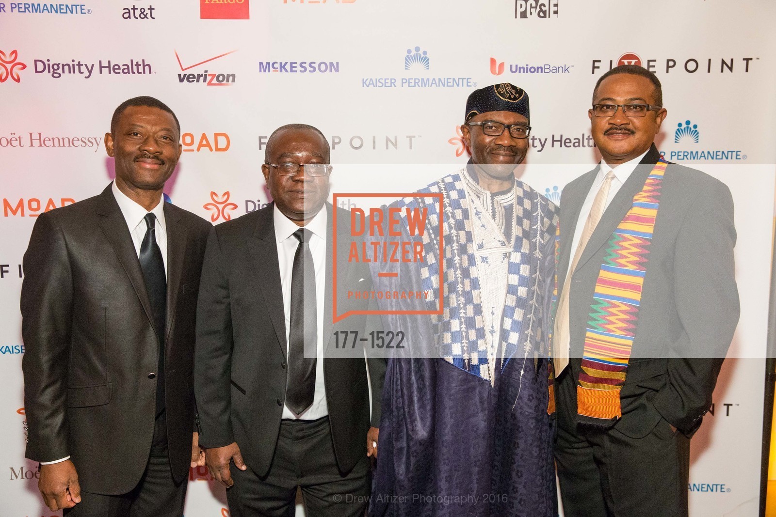 Kofi Bonner, Yao Asari, Kwaku Ohemeng, Ray Rahwanji, 2016 MoAD GALA, SF MOMA. 151 Third Street, October 22nd, 2016, Photo #177-1522 Kofi Bonner, Yao Asari, Kwaku Ohemeng, Ray Rahwanji, Photo #177-1522
