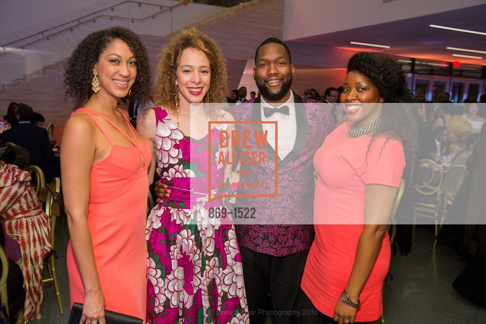 Brie Tabios, Alexandra Siegel, STanley Onyewuchi, Nwamaka Nnamani, 2016 MoAD GALA, SF MOMA. 151 Third Street, October 22nd, 2016, Photo #869-1522 Brie Tabios, Alexandra Siegel, STanley Onyewuchi, Nwamaka Nnamani, Photo #869-1522