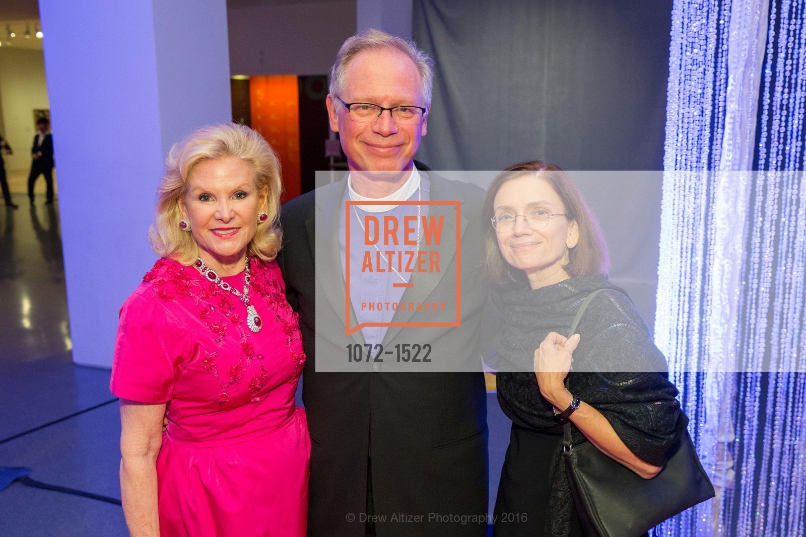 Dede Wilsey, Bishop Marc Andrus, Sheila Andrus, 2016 MoAD GALA, SF MOMA. 151 Third Street, October 22nd, 2016, Photo #1072-1522 Dede Wilsey, Bishop Marc Andrus, Sheila Andrus, Photo #1072-1522