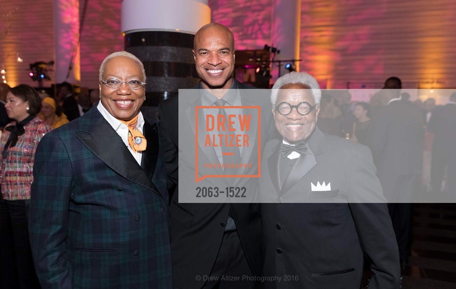 Linda Harrison, Charleston Pierce, Toye Moses, 2016 MoAD GALA, SF MOMA. 151 Third Street, October 22nd, 2016, Photo #2063-1522 Linda Harrison, Charleston Pierce, Toye Moses, Photo #2063-1522