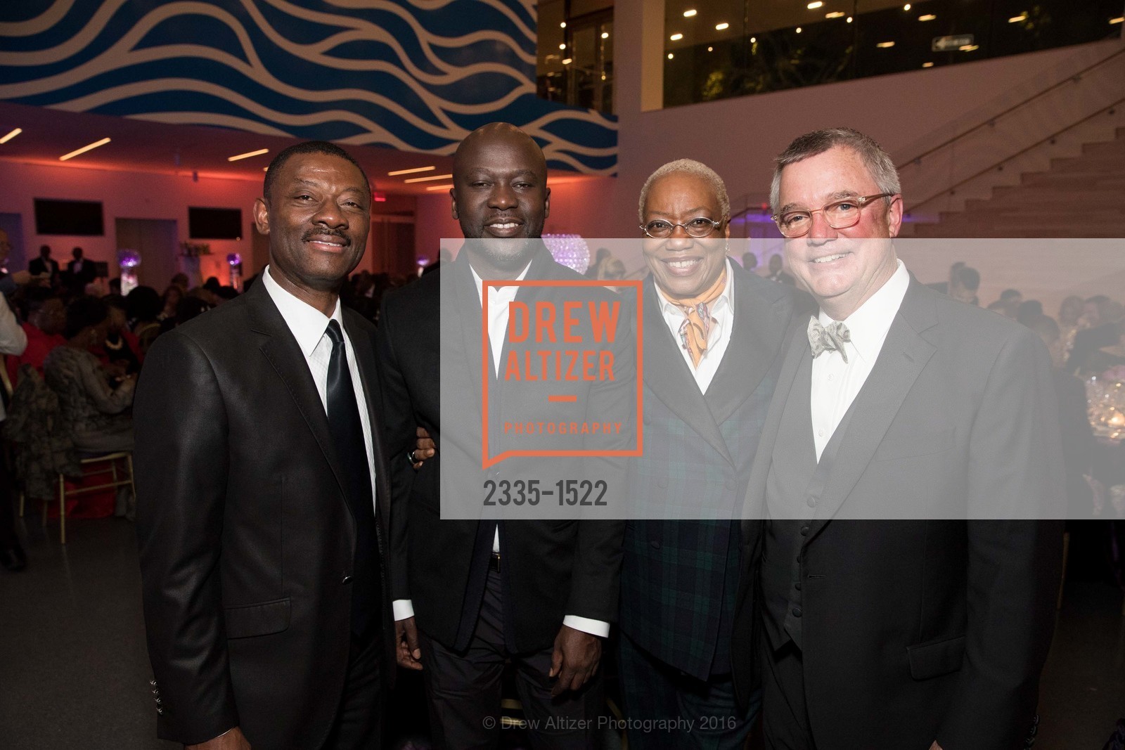 Kofi Bonner, David Adjaye, Linda Harrison, Wade Rose, 2016 MoAD GALA, SF MOMA. 151 Third Street, October 22nd, 2016, Photo #2335-1522 Kofi Bonner, David Adjaye, Linda Harrison, Wade Rose, Photo #2335-1522