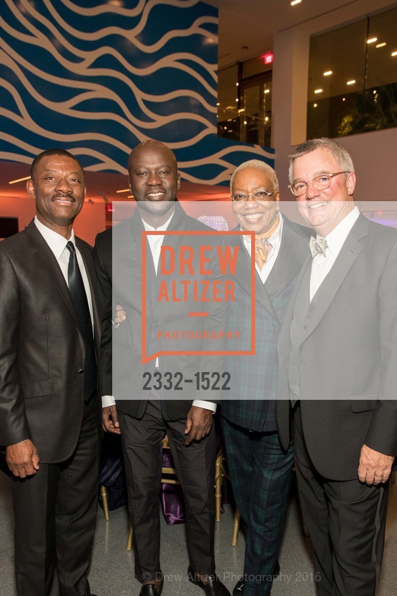 Kofi Bonner, David Adjaye, Linda Harrison, Wade Rose, 2016 MoAD GALA, SF MOMA. 151 Third Street, October 22nd, 2016, Photo #2332-1522 Kofi Bonner, David Adjaye, Linda Harrison, Wade Rose, Photo #2332-1522