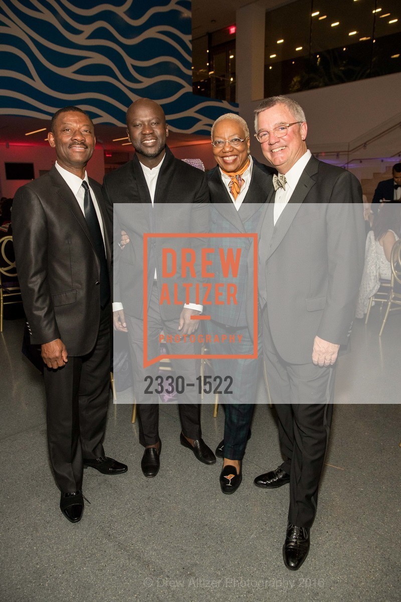 Kofi Bonner, David Adjaye, Linda Harrison, Wade Rose, 2016 MoAD GALA, SF MOMA. 151 Third Street, October 22nd, 2016, Photo #2330-1522 Kofi Bonner, David Adjaye, Linda Harrison, Wade Rose, Photo #2330-1522
