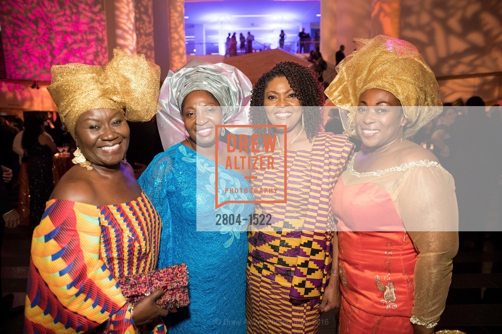 Mabel Ohemeng, Catherine Budu, Gladys Moore, Vivian Rahwanji, 2016 MoAD GALA, SF MOMA. 151 Third Street, October 22nd, 2016, Photo #2804-1522 Mabel Ohemeng, Catherine Budu, Gladys Moore, Vivian Rahwanji, Photo #2804-1522