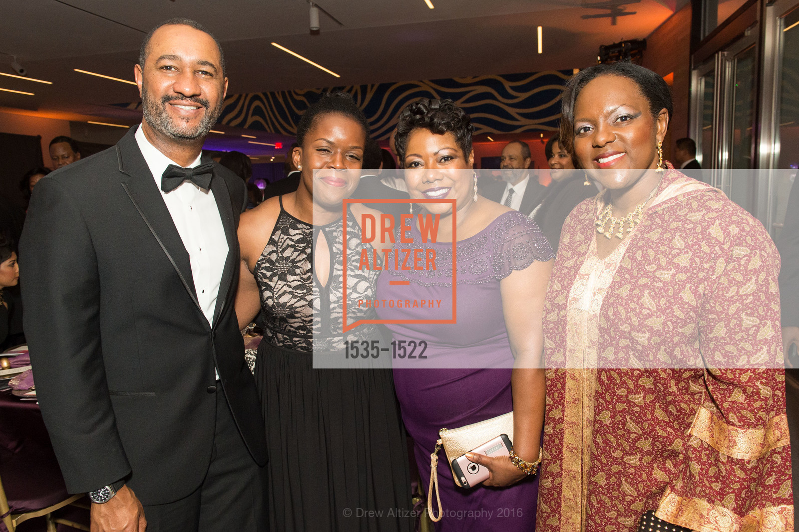 Marcel Weekes, Kathy Weekes, Sydney Hunter, Priscilla Thompson, 2016 MoAD GALA, SF MOMA. 151 Third Street, October 22nd, 2016, Photo #1535-1522 Marcel Weekes, Kathy Weekes, Sydney Hunter, Priscilla Thompson, Photo #1535-1522