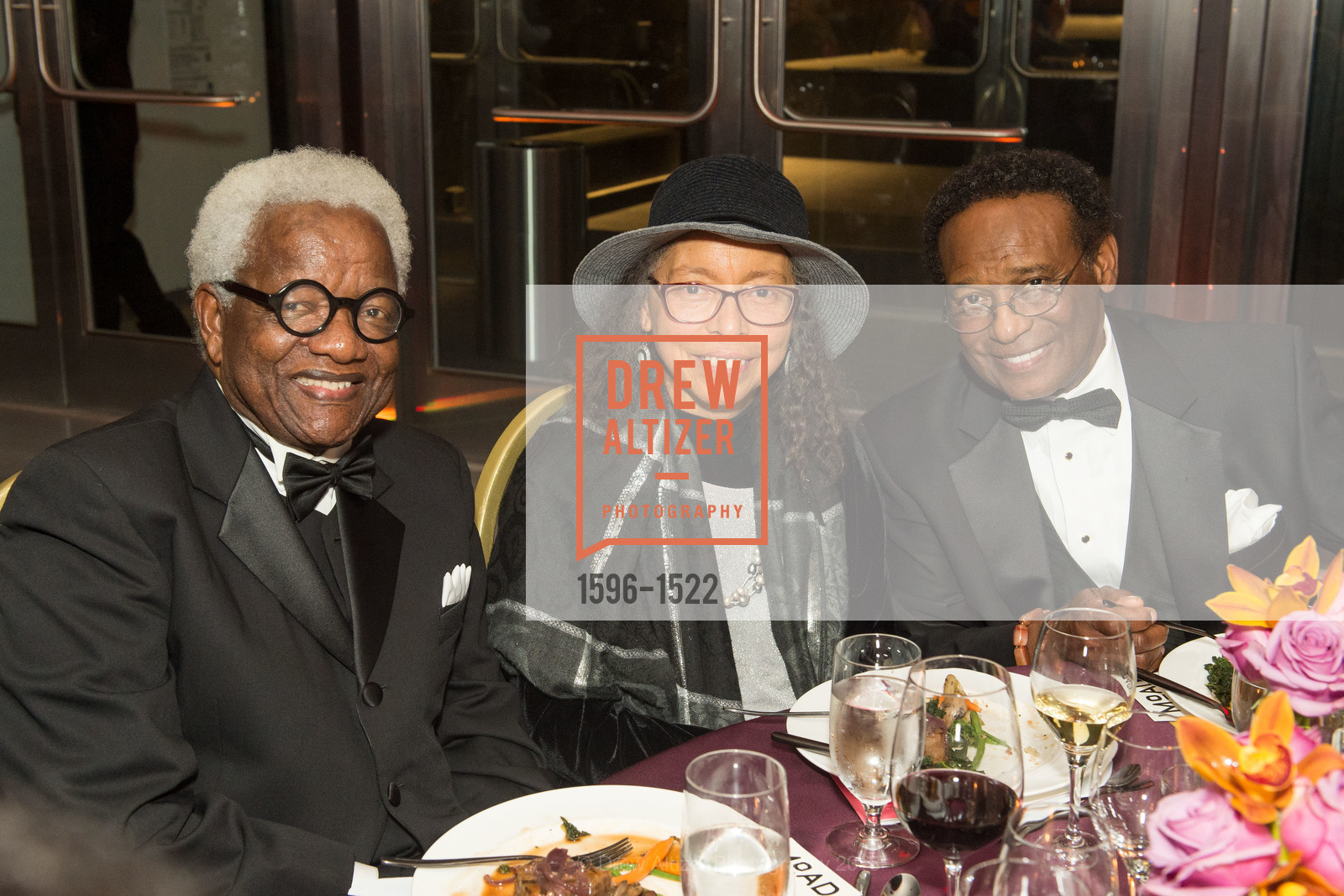Toye Moses, Alma Ronbinson, Robert Harris, 2016 MoAD GALA, SF MOMA. 151 Third Street, October 22nd, 2016, Photo #1596-1522 Toye Moses, Alma Ronbinson, Robert Harris, Photo #1596-1522