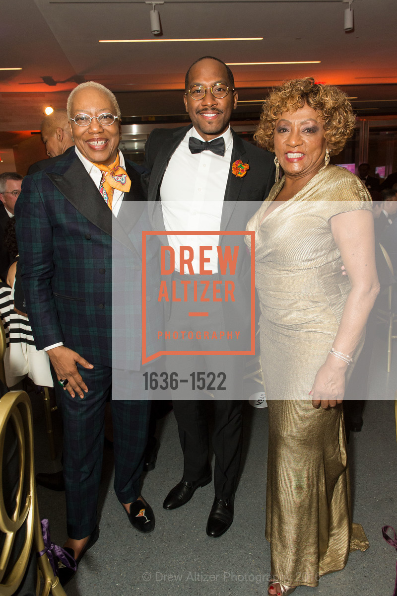 Linda Harrison, Madden, Brenda Wright, 2016 MoAD GALA, SF MOMA. 151 Third Street, October 22nd, 2016, Photo #1636-1522 Linda Harrison, Madden, Brenda Wright, Photo #1636-1522