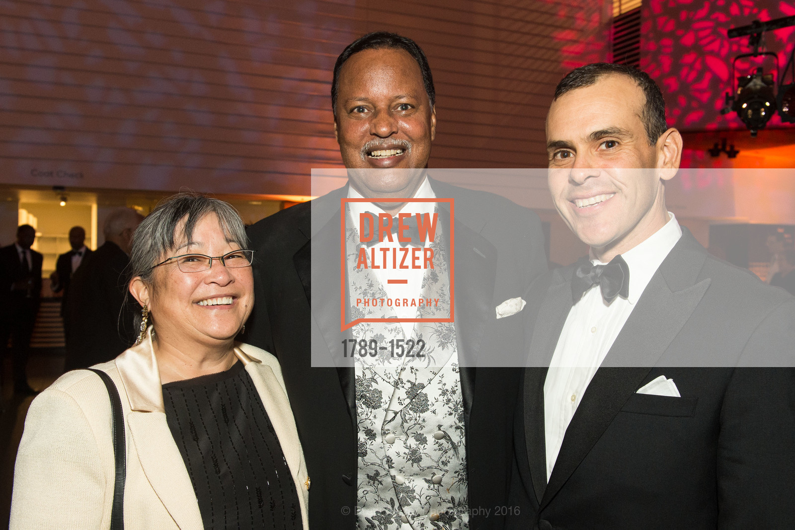 Margene Sako, Billy Rutland, David Sewell, 2016 MoAD GALA, SF MOMA. 151 Third Street, October 22nd, 2016, Photo #1789-1522 Margene Sako, Billy Rutland, David Sewell, Photo #1789-1522