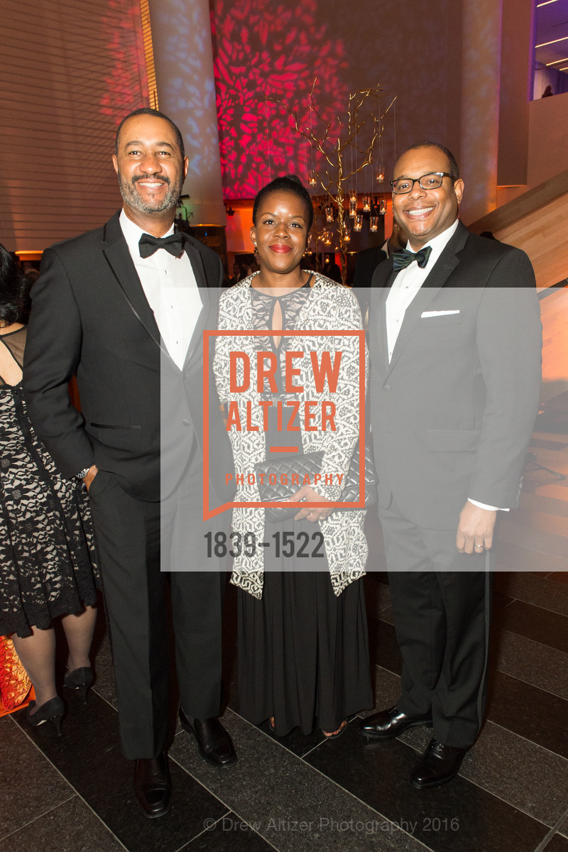 Marcel Weekes, Kathy Weekes, Robert Kenney, 2016 MoAD GALA, SF MOMA. 151 Third Street, October 22nd, 2016, Photo #1839-1522 Marcel Weekes, Kathy Weekes, Robert Kenney, Photo #1839-1522
