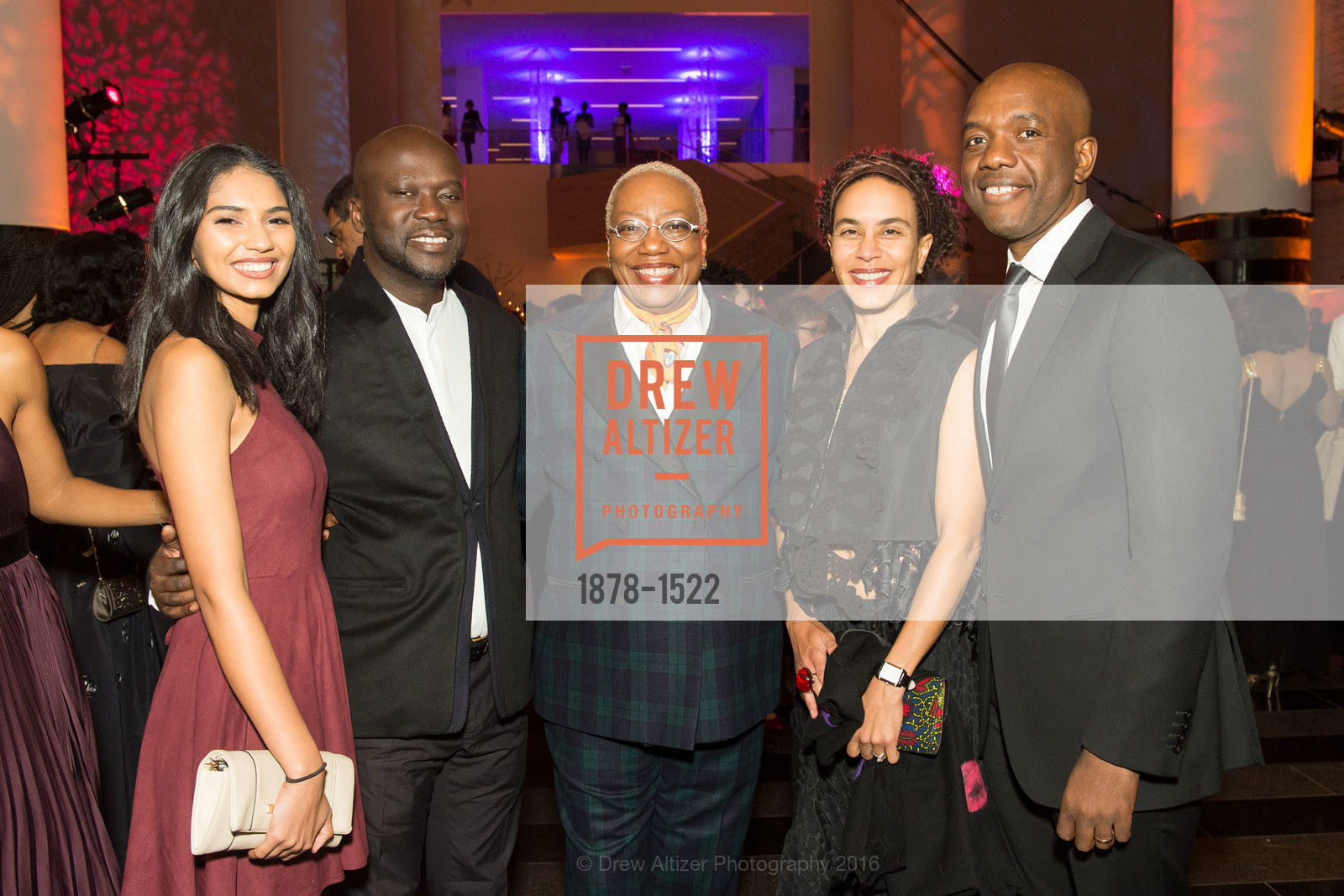 David Adjaye, Linda Harrison, Sarah Manyika, James Manyika, 2016 MoAD GALA, SF MOMA. 151 Third Street, October 22nd, 2016, Photo #1878-1522 David Adjaye, Linda Harrison, Sarah Manyika, James Manyika, Photo #1878-1522