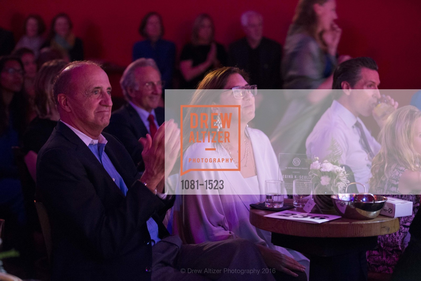 Jon Scully, Regina Scully, Gavin Newsom, The Representations Project's 5th Anniversary Benefit Celebration Dinner, The Chapel, October 25th, 2016, Photo #1081-1523 Jon Scully, Regina Scully, Gavin Newsom, Photo #1081-1523