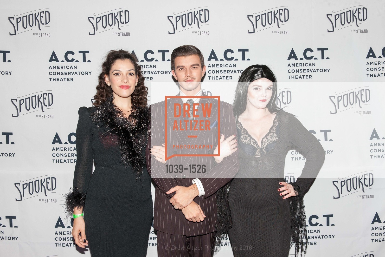 Diana Gonzalez-Morett, Albert Rubio, Alexa Erbach, A.C.T.'s Spooked at the Strand, A.C.T. 1127 Market Street, San Francisco, CA, October 27th, 2016, Photo #1039-1526 Diana Gonzalez-Morett, Albert Rubio, Alexa Erbach, Photo #1039-1526