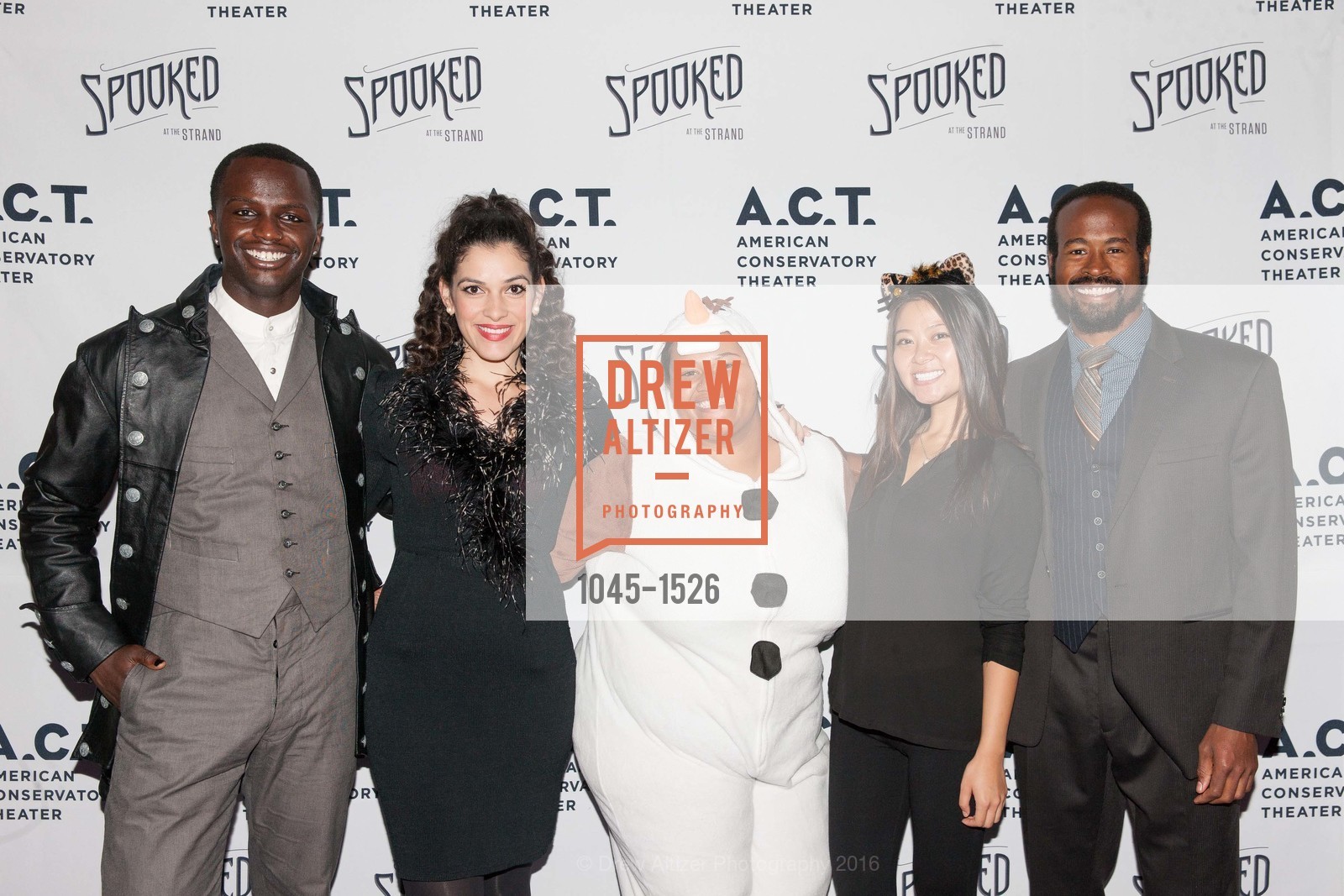 Thomi Green, Diana Gonzalez-Morett, Raven Sisco, Ada Li, Rafael Jordan, A.C.T.'s Spooked at the Strand, A.C.T. 1127 Market Street, San Francisco, CA, October 27th, 2016, Photo #1045-1526 Thomi Green, Diana Gonzalez-Morett, Raven Sisco, Ada Li, Rafael Jordan, Photo #1045-1526
