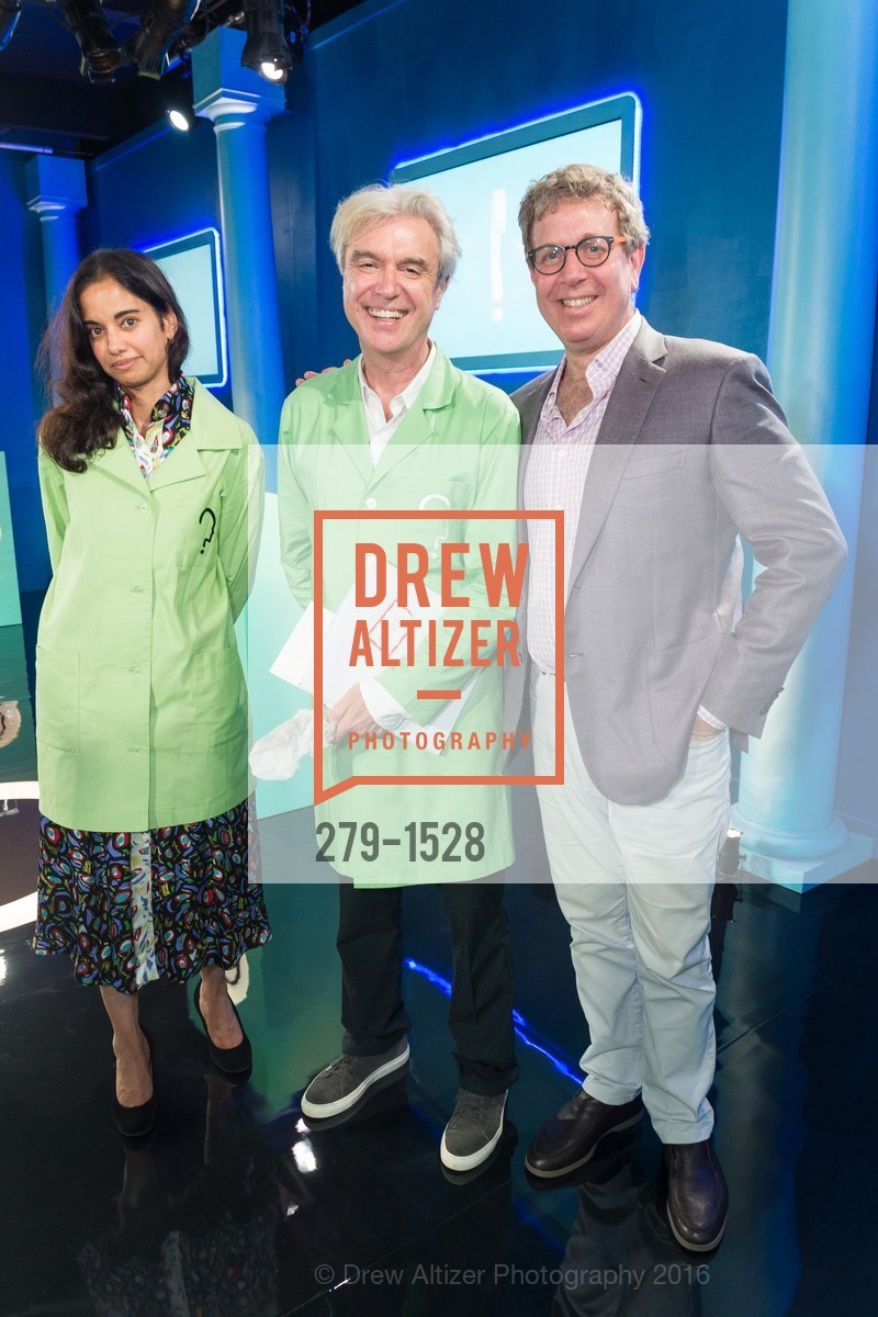 Mala Gaonkar, David Byrne, Marc Glimcher, Pace Art + Technology Presents: NEUROSOCIETY, co-created by David Byrne and Mala Gaonkar, Pace Art + Technology, October 26th, 2016, Photo #279-1528 Mala Gaonkar, David Byrne, Marc Glimcher, Photo #279-1528