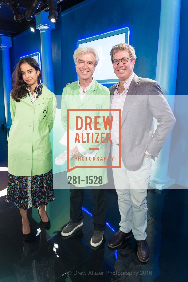 Mala Gaonkar, David Byrne, Marc Glimcher, Pace Art + Technology Presents: NEUROSOCIETY, co-created by David Byrne and Mala Gaonkar, Pace Art + Technology, October 26th, 2016, Photo #281-1528 Mala Gaonkar, David Byrne, Marc Glimcher, Photo #281-1528