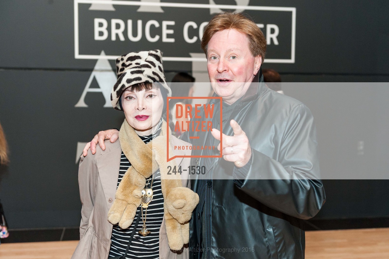 Toni Calase, Gerald Casale, SFMOMA Curators’ Circle/Director’s Circle Reception for Bruce Conner: It’s All True, SFMOMA. 2525 Van Ness St, October 26th, 2016, Photo #244-1530 Toni Calase, Gerald Casale, Photo #244-1530