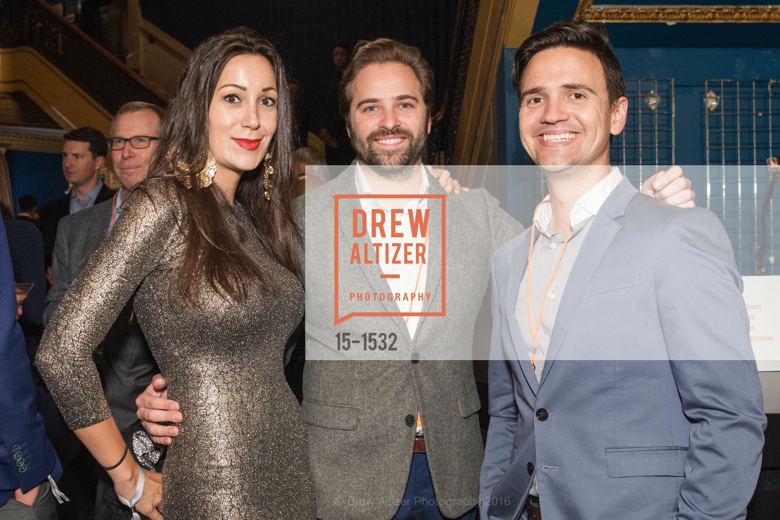 Jennifer Stojkovic, Collin Morgan, Pavle Stojkovic, REDF Gala 2016, The Warfield. 2525 Van Ness St, October 27th, 2016, Photo #15-1532 Jennifer Stojkovic, Collin Morgan, Pavle Stojkovic, Photo #15-1532