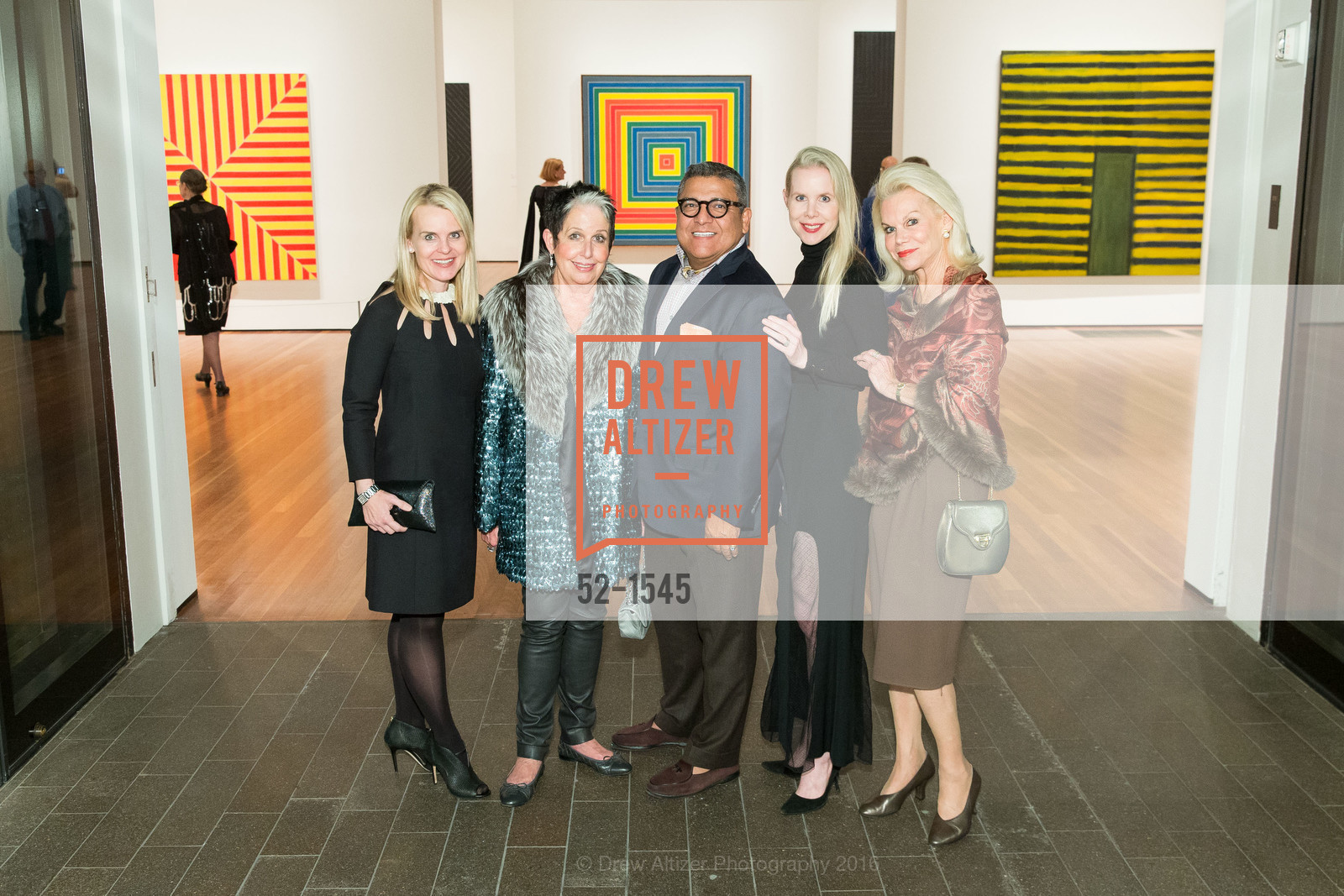 Jane Mudge, Karen Kubin, Riccardo Benavides, Shannon Cronan, Sandra Farris, Frank Stella and Danny Lyon Donor Reception at the de Young, de Young. 2525 Van Ness St, November 3rd, 2016, Photo #52-1545 Jane Mudge, Karen Kubin, Riccardo Benavides, Shannon Cronan, Sandra Farris, Photo #52-1545
