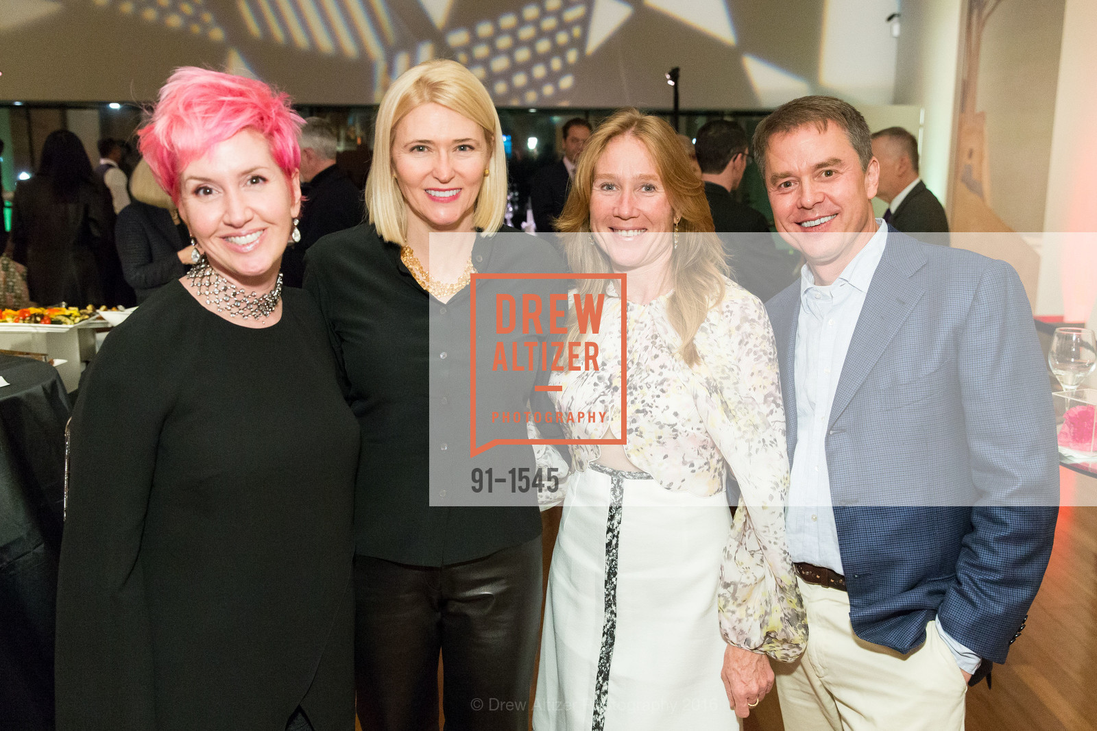 Lisa Sardegna, Lauren Hall, Heather Preston, Joseph Mallick, Frank Stella and Danny Lyon Donor Reception at the de Young, de Young. 2525 Van Ness St, November 3rd, 2016, Photo #91-1545 Lisa Sardegna, Lauren Hall, Heather Preston, Joseph Mallick, Photo #91-1545