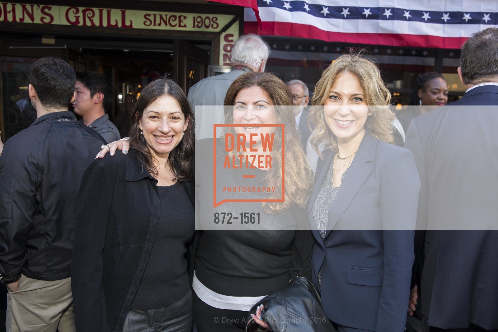 Geo Daniler, Celine Sanassarian, Karin Johnston, John's Grill Hosts Willie Brown Luncheon, John's Grill, November 8th, 2016, Photo #872-1561 Geo Daniler, Celine Sanassarian, Karin Johnston, Photo #872-1561
