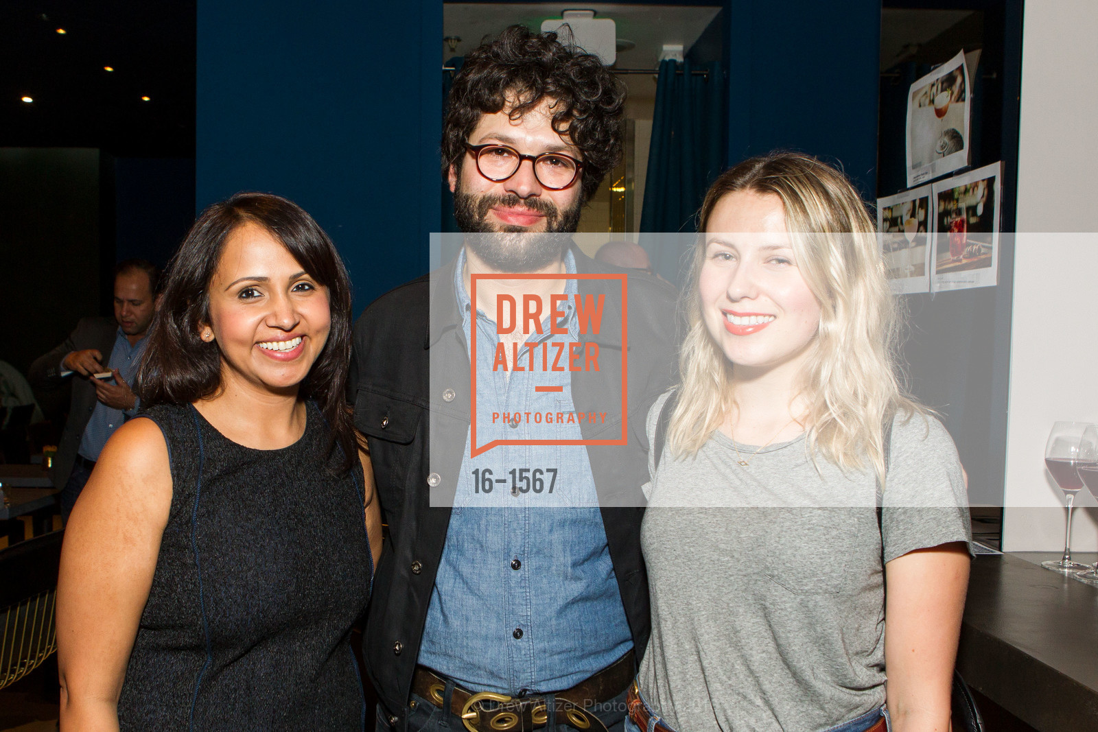 Hetal Shah, Ron Pocnansky, Kasia Pawlowska, August 1 Five - Menu Highlights, Cocktails, Wine, August 1 Five. 524 Van Ness Avenue, November 9th, 2016, Photo #16-1567 Hetal Shah, Ron Pocnansky, Kasia Pawlowska, Photo #16-1567