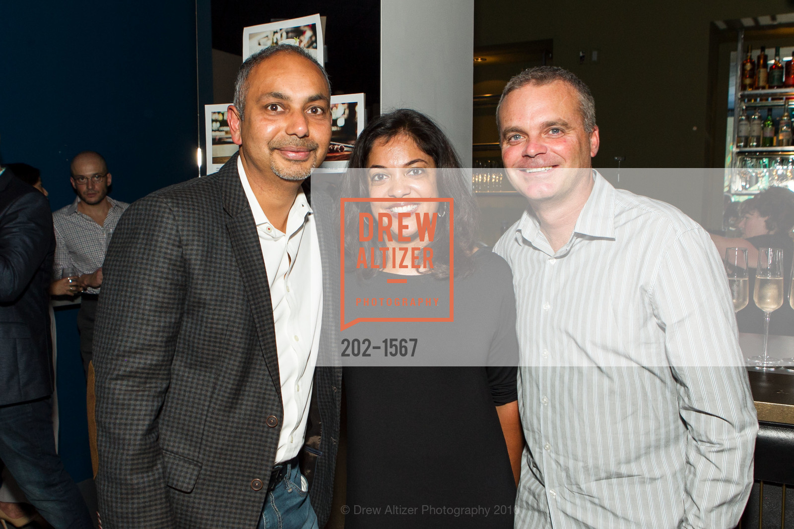 Bob Sinha, Seena Philip, Craig Potter, August 1 Five - Menu Highlights, Cocktails, Wine, August 1 Five. 524 Van Ness Avenue, November 9th, 2016, Photo #202-1567 Bob Sinha, Seena Philip, Craig Potter, Photo #202-1567
