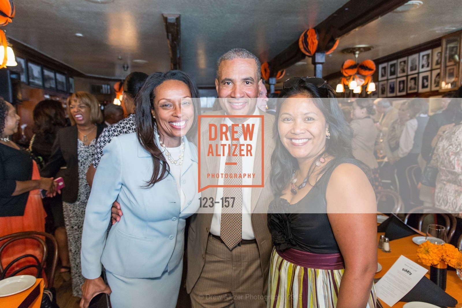Karen Roye, Harlen Kelly, Hydra Mendoza, 3-Ring Lunch Celebration honoring Renel Brooks-Moon, John's Grill. 63 Ellis Street, June 7th, 2015,Drew Altizer, Drew Altizer Photography, full-service agency, private events, San Francisco photographer, photographer california