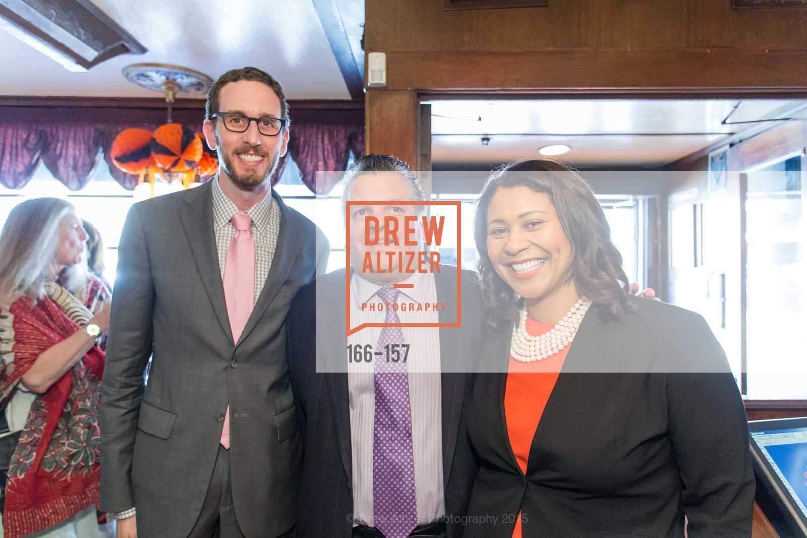 Scott Wiener, John Konstin, London Breed, Gucci & Vogue Dinner, John's Grill. 63 Ellis Street, June 7th, 2015, Photo #166-157 Scott Wiener, John Konstin, London Breed, Photo #166-157