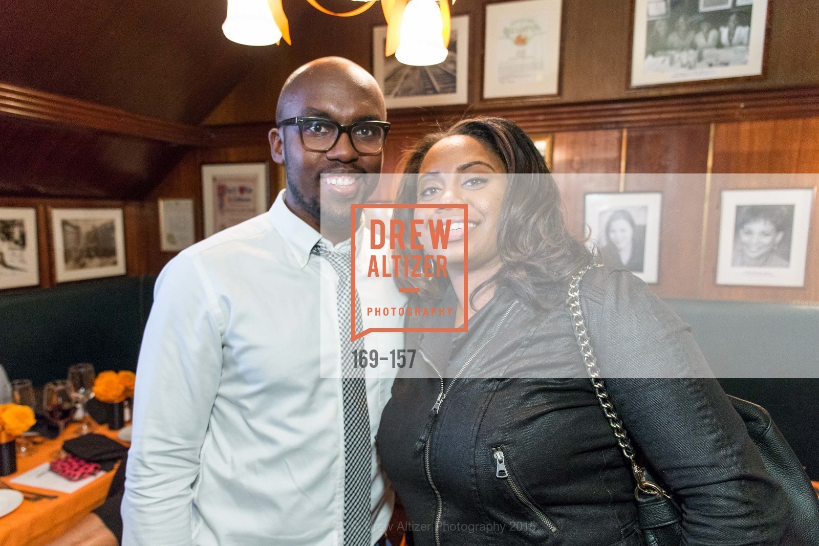 Stevon Cook, Maisha Hicks, Gucci & Vogue Dinner, John's Grill. 63 Ellis Street, June 7th, 2015, Photo #169-157 Stevon Cook, Maisha Hicks, Photo #169-157