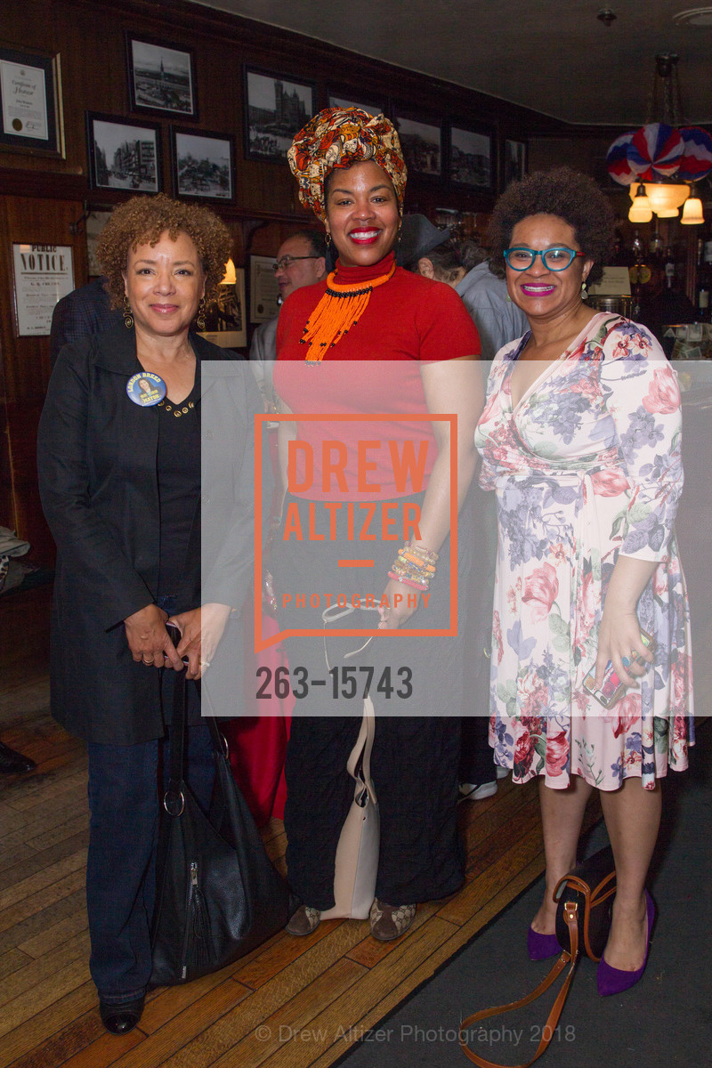 Linda Parker Pennington, Lashon Walker, Leah Pimentel, Election Day Luncheon at John's Grill, John's Grill. 53 Ellis St, June 5th, 2018, Photo #263-15743 Linda Parker Pennington, Lashon Walker, Leah Pimentel, Photo #263-15743
