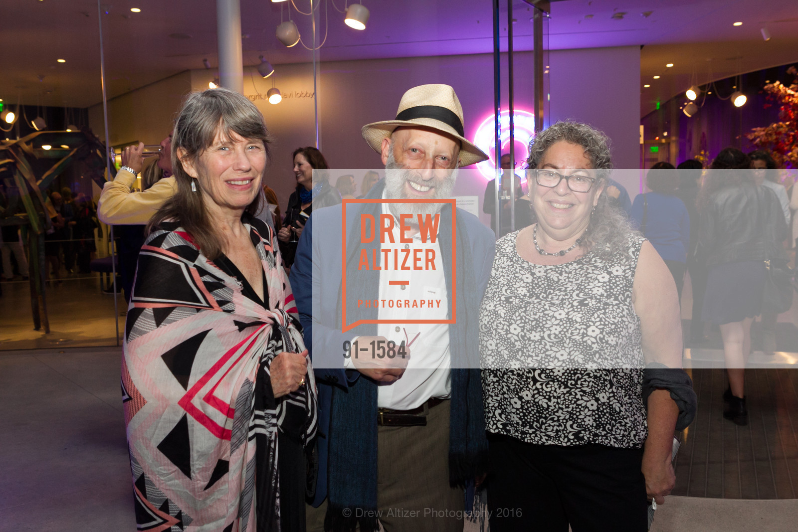 Mary Curtis Ratcliff, Peter Samis, Abby Shapiro, Director's Debut, Manetti Shrem Museum of Art. Old Davis Road at Alumni Lane, November 12th, 2016, Photo #91-1584 Mary Curtis Ratcliff, Peter Samis, Abby Shapiro, Photo #91-1584