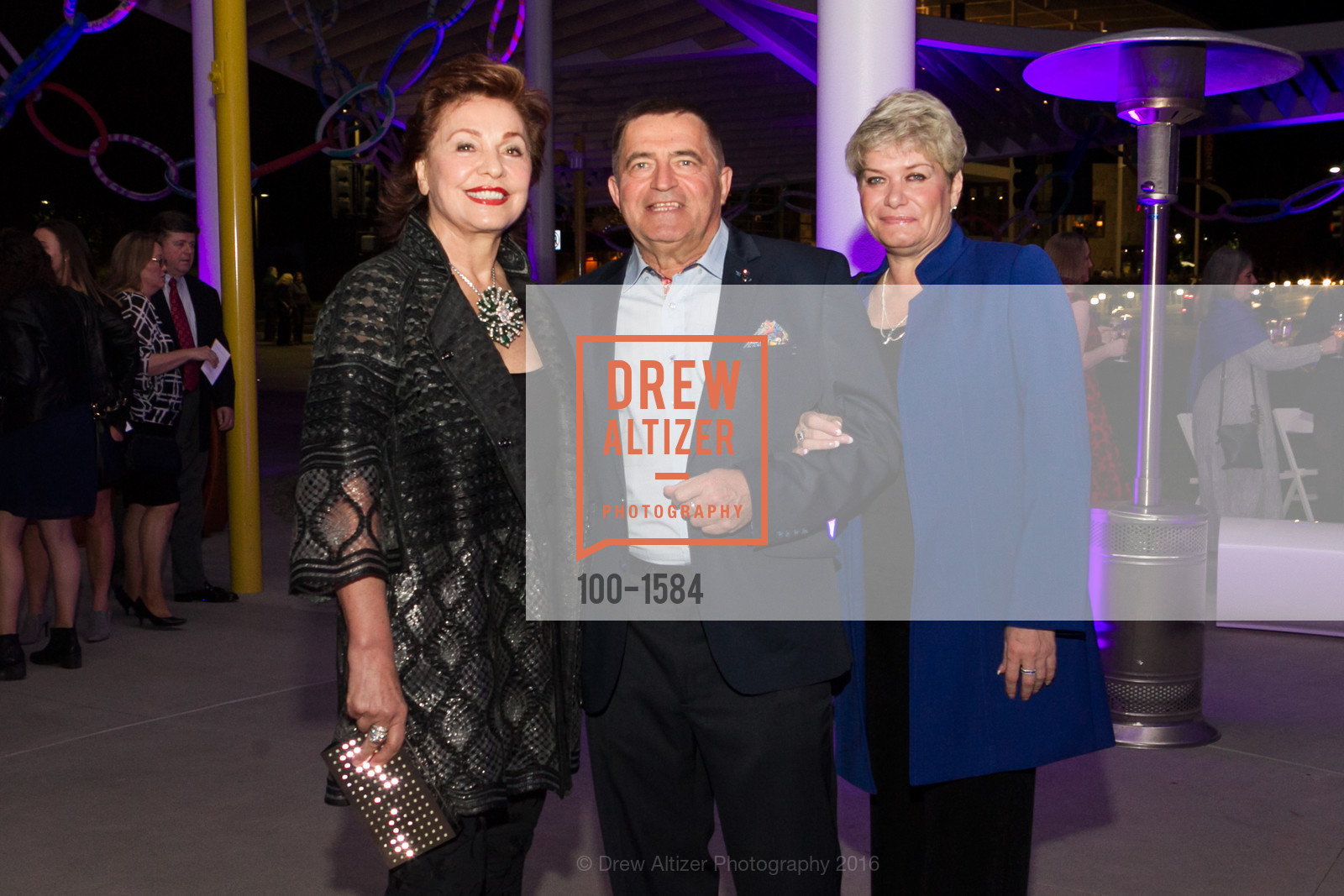 Maria Manetti Shrem, Alex Rozhneva, Tatiana Rozhneva, Director's Debut, Manetti Shrem Museum of Art. Old Davis Road at Alumni Lane, November 12th, 2016, Photo #100-1584 Maria Manetti Shrem, Alex Rozhneva, Tatiana Rozhneva, Photo #100-1584