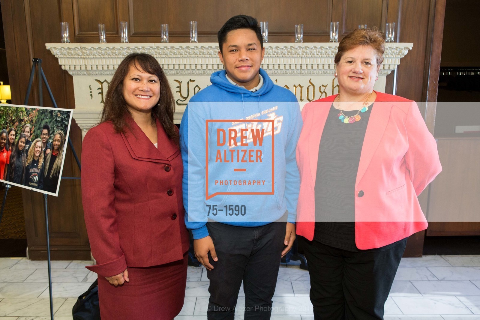 Diane Rito, Edbertt Frez, Eileen Graybeal, BAY SCHOLARS Thanksgiving Luncheon, Merchant's Exchange Building, Julia Morgan Ballroom. 465 California St, November 18th, 2016, Photo #75-1590 Diane Rito, Edbertt Frez, Eileen Graybeal, Photo #75-1590