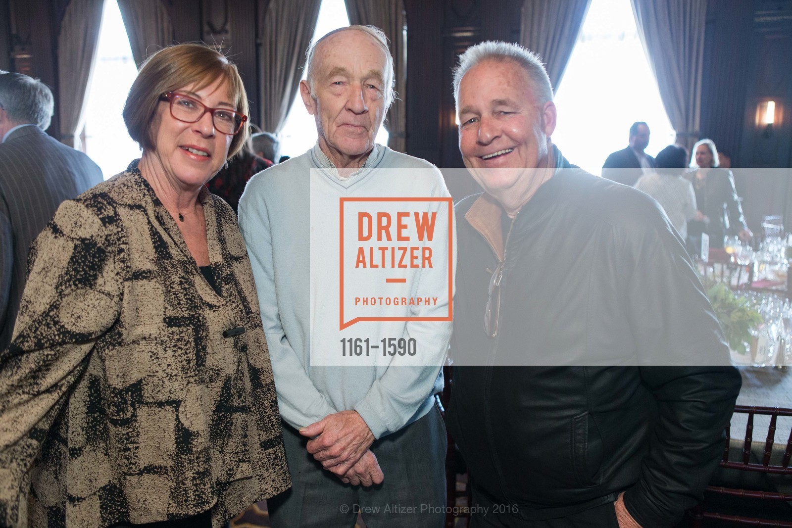 Gail Reilly, Dick Stone, Mark Reilly, BAY SCHOLARS Thanksgiving Luncheon, Merchant's Exchange Building, Julia Morgan Ballroom. 465 California St, November 18th, 2016, Photo #1161-1590 Gail Reilly, Dick Stone, Mark Reilly, Photo #1161-1590