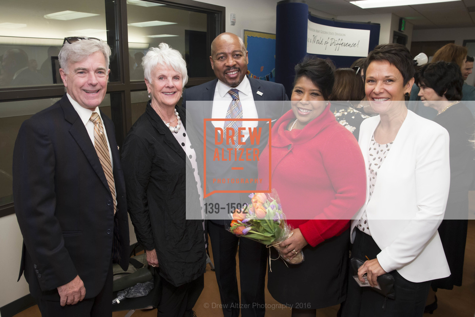 Brent Albert, Mary Kealy, Stephen Stoute, Lee Ann Butler Owens, Michelle Bullard, The Salvation Army's 13th Annual Holiday Luncheon, Salvation Army KROC center. 240 Turk St., San Francisco, CA 94102, November 17th, 2016, Photo #139-1592 Brent Albert, Mary Kealy, Stephen Stoute, Lee Ann Butler Owens, Michelle Bullard, Photo #139-1592