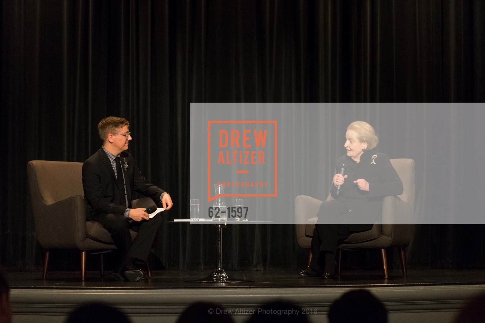 Tom DeCaigny, Madeleine Albright, A Conversation with Madeleine Albright at the Legion of Honor, Legion of Honor. 2525 Van Ness St, November 16th, 2016, Photo #62-1597 Tom DeCaigny, Madeleine Albright, Photo #62-1597
