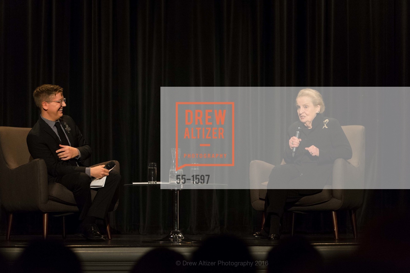Tom DeCaigny, Madeleine Albright, A Conversation with Madeleine Albright at the Legion of Honor, Legion of Honor. 2525 Van Ness St, November 16th, 2016, Photo #55-1597 Tom DeCaigny, Madeleine Albright, Photo #55-1597