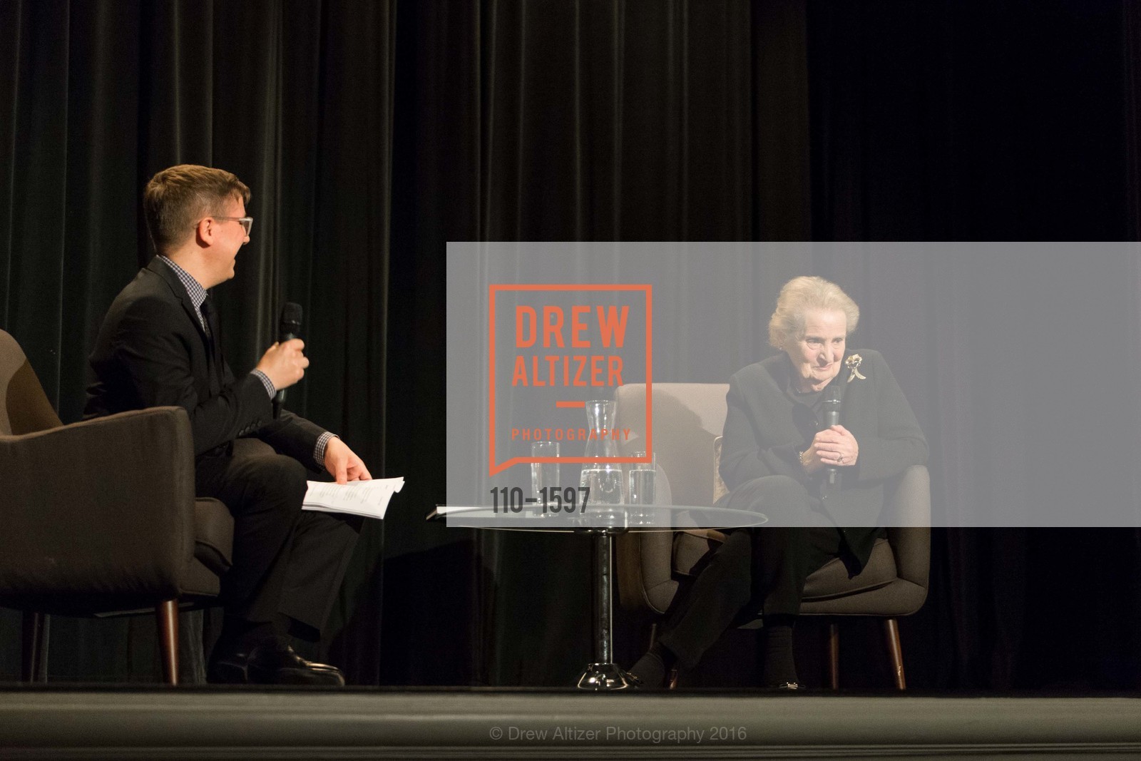 Tom DeCaigny, Madeleine Albright, A Conversation with Madeleine Albright at the Legion of Honor, Legion of Honor. 2525 Van Ness St, November 16th, 2016, Photo #110-1597 Tom DeCaigny, Madeleine Albright, Photo #110-1597