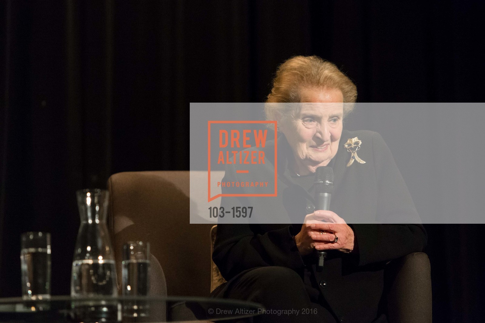 Tom DeCaigny, Madeleine Albright, A Conversation with Madeleine Albright at the Legion of Honor, Legion of Honor. 2525 Van Ness St, November 16th, 2016, Photo #103-1597 Tom DeCaigny, Madeleine Albright, Photo #103-1597