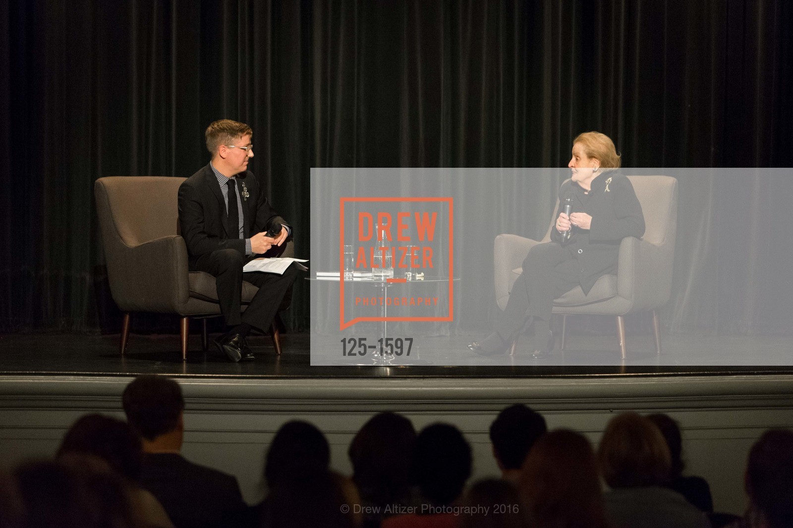 Tom DeCaigny, Madeleine Albright, A Conversation with Madeleine Albright at the Legion of Honor, Legion of Honor. 2525 Van Ness St, November 16th, 2016, Photo #125-1597 Tom DeCaigny, Madeleine Albright, Photo #125-1597