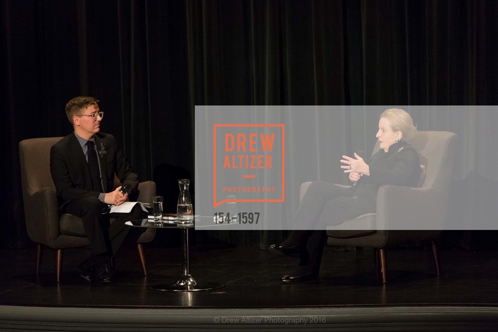 Tom DeCaigny, Madeleine Albright, A Conversation with Madeleine Albright at the Legion of Honor, Legion of Honor. 2525 Van Ness St, November 16th, 2016, Photo #154-1597 Tom DeCaigny, Madeleine Albright, Photo #154-1597