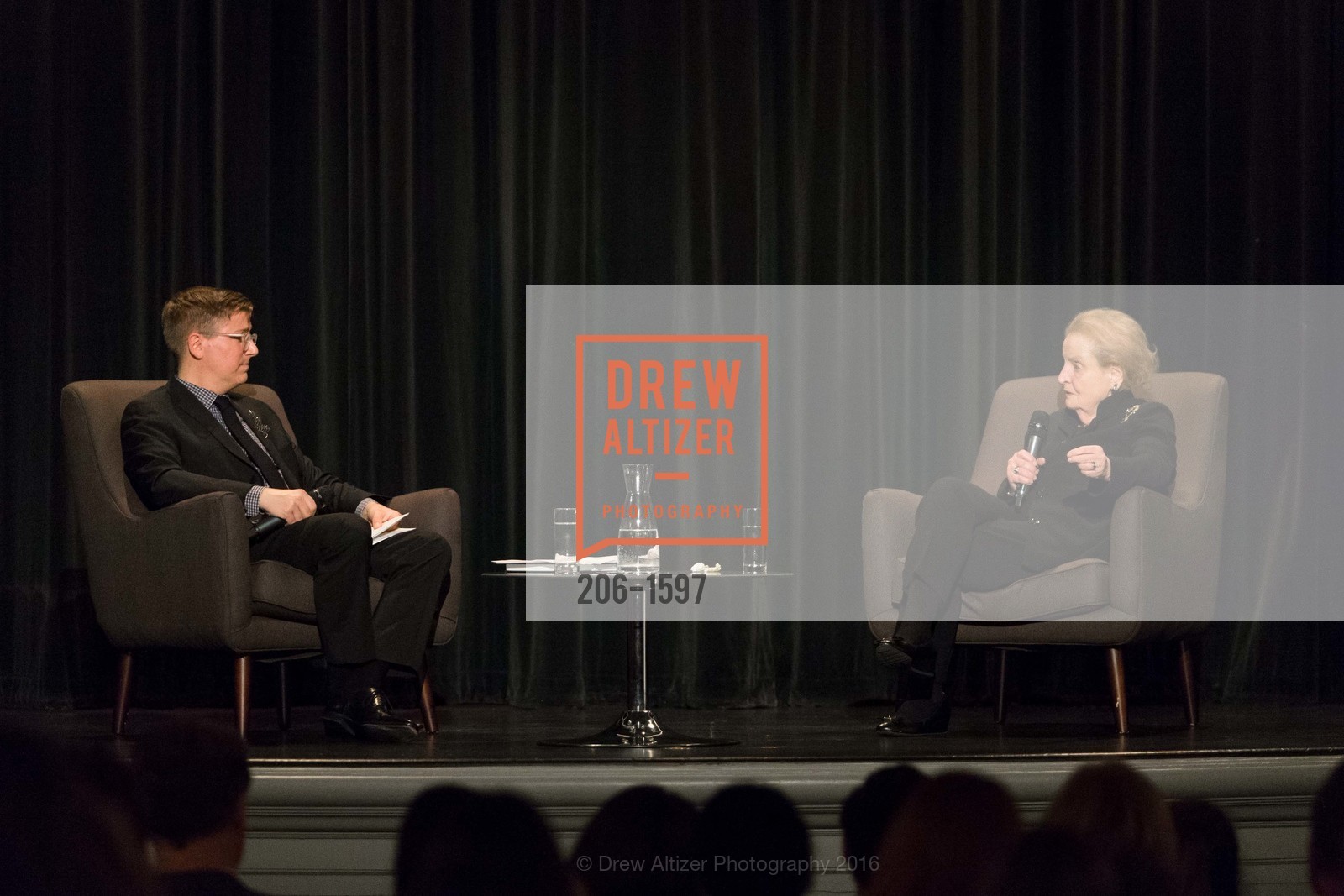 Tom DeCaigny, Madeleine Albright, A Conversation with Madeleine Albright at the Legion of Honor, Legion of Honor. 2525 Van Ness St, November 16th, 2016, Photo #206-1597 Tom DeCaigny, Madeleine Albright, Photo #206-1597