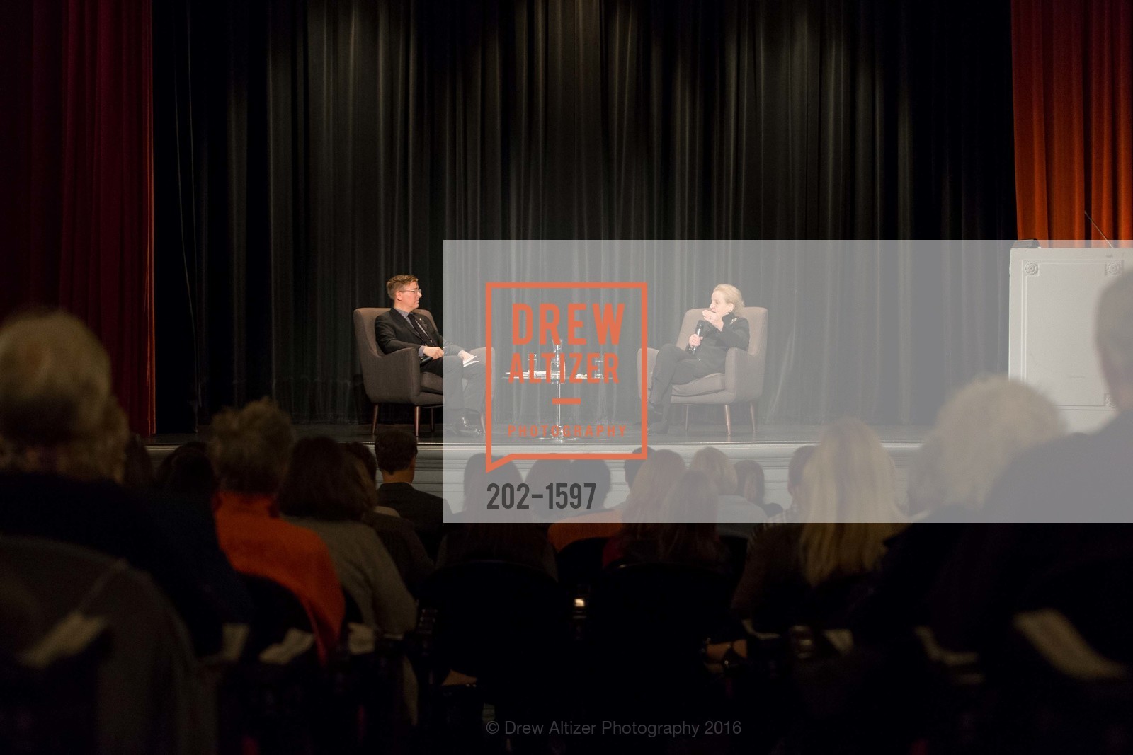 Tom DeCaigny, Madeleine Albright, A Conversation with Madeleine Albright at the Legion of Honor, Legion of Honor. 2525 Van Ness St, November 16th, 2016, Photo #202-1597 Tom DeCaigny, Madeleine Albright, Photo #202-1597