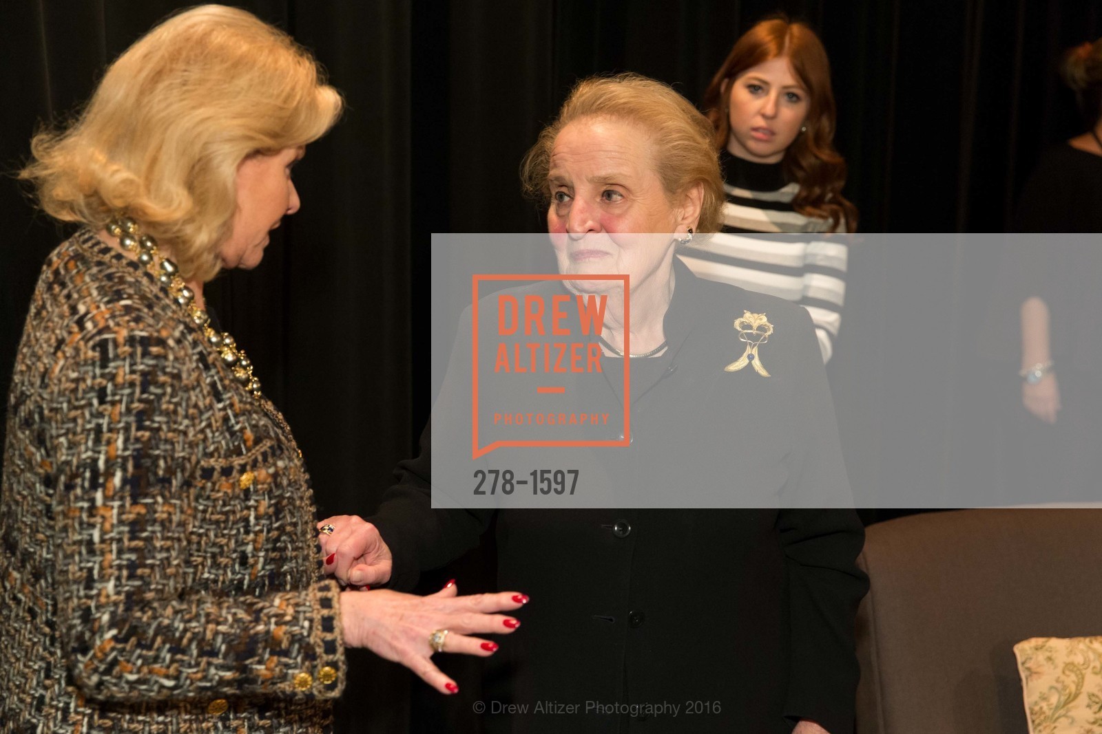 Dede Wilsey, Madeleine Albright, A Conversation with Madeleine Albright at the Legion of Honor, Legion of Honor. 2525 Van Ness St, November 16th, 2016, Photo #278-1597 Dede Wilsey, Madeleine Albright, Photo #278-1597