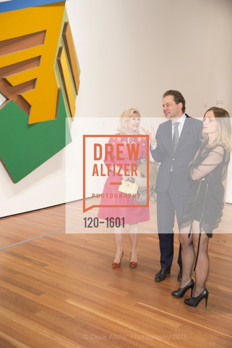 Dede Wilsey, Max Hollein, Nina Hollein, Dinner with Frank Stella at the de Young, de Young Museum. 2525 Van Ness St, November 16th, 2016